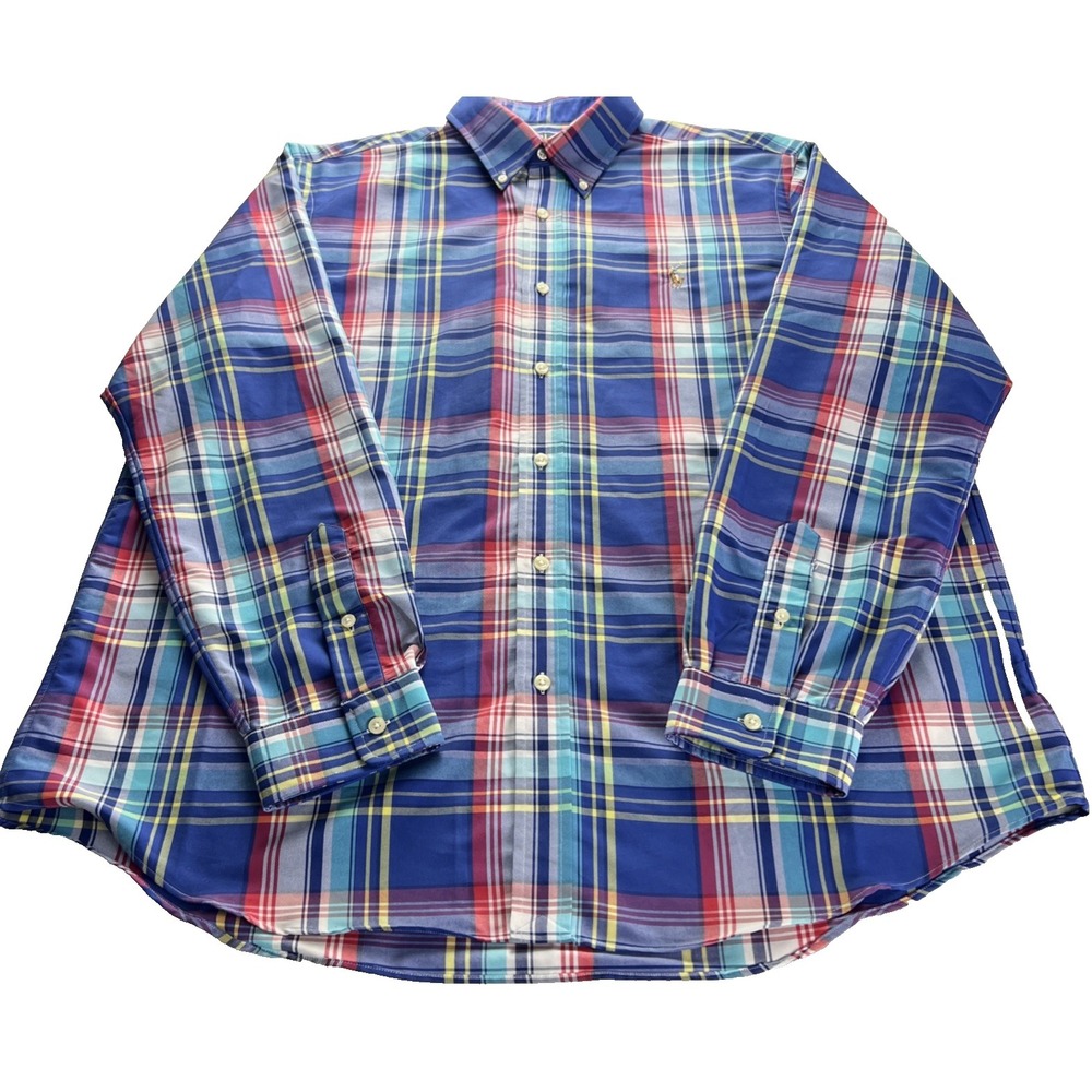 Polo Ralph Lauren Men's Shirt Size XL Classic Fit Multi Plaid Flesh Pony B34